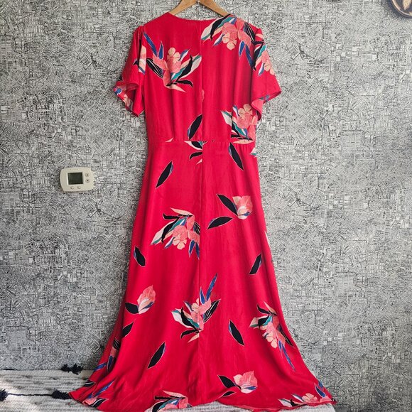 New Day Red Floral Wrap Dress - Picture 3 of 6